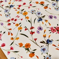 Bavlna režná - Lúčne kvety - cena za 10 centimetrov