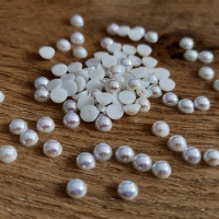 Ozdobné kamienky poloperličky - Krémové AB - 6 mm