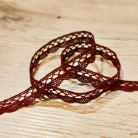 Bavlnená krajka - bordová - 13 mm