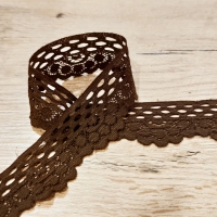 Krajka - Hnedá elastická - 30 mm