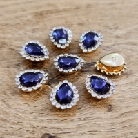 Ozdobné kamienky našívacie 11 x 14 mm - Tmavé modré