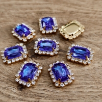 Ozdobné kamienky našívacie 20 x 16 mm - Modro zlaté