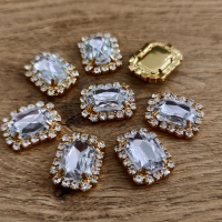 Ozdobné kamienky našívacie 20 x 16 mm - Kryštál na zlate