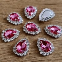 Ozdobné kamienky našívacie 17 x 21 mm - Fuchsia