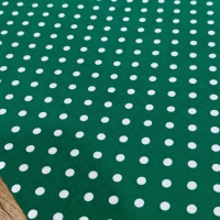 Bavlnená látka - Bodky 8 mm Zelená biele bodky - cena za 10 centimetrov