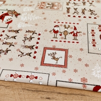 Bavlnená režná - Vianočný Crazy Patchwork - cena za 10 cm