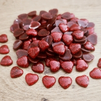 Ozdobné kamienky - Srdiečka - Červené s flitrami