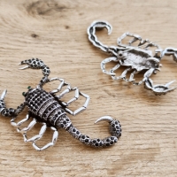 Brošňa ozdobná Škorpión - 80 x 50 mm - Strieborno čierny