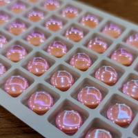 Ozdobné kamienky - 10 mm - Sklenené - Kruh - Ružové AB