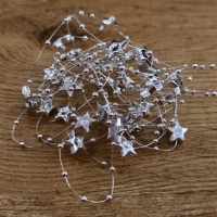 Perličková girlanda - Hviezdičky - Strieborné - Balenie 2,70 metra