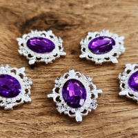 Aplikácia štrasová 30 x 34 mm - Fialová s perličkami