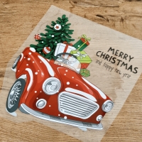 Nažehľovacia nálepka - Auto Merry Christmas - 20,5 x 22 cm