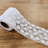 Tyl 80 mm - 3D Kvety - Biele