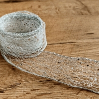 Ozdobná stuha - Pavučina 50 mm - Strieborná - cena za balenie 2 metre