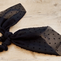 Gumička na vlasy - Šifónová - 32 cm - Čierna