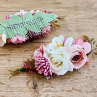 Hrebienok do vlasov - Kvietky - Bielo ružový