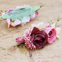Hrebienok do vlasov - Kvietky - Bordovo ružový