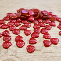 Ozdobné kamienky - Srdiečka - Červené s flitrami
