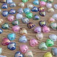 Ozdobné kamienky srdiečka 10 mm - farebný mix 10 kusov