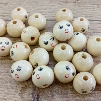 Korálka drevená - 18 mm - tvárička