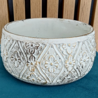 Kvetináč cementový - Bielo zlatý - 175 x 85 mm