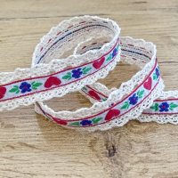 Krajka 25 mm - Srdiečka Folk