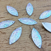 Našívacia aplikácia 19 x 49 mm - Crystal AB