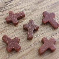 Korálka krížik 16 x 12 mm - Zlatý piesočný kameň