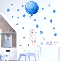 Nálepka na stenu - Zajačik s balónom