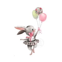Nálepka na stenu - Zajačik s balónikmi