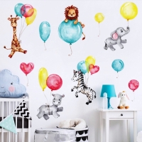 Nálepka na stenu - Zvieratká s balónmi