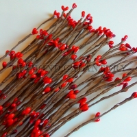 Dekoračné bobuľové vetvičky 40 cm - červené