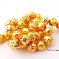 Korálky Hematit so štruktúrou - zlaté 8 mm