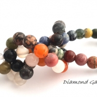 Mix kamenných korálok - 6 mm - 64 kusov