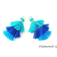 Strapcový prívesok 40 mm - trojradový - tyrkysovo modrý