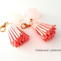 Prívesok strapcový s karabínkou - ružový