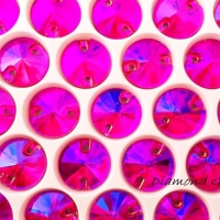 Ozdobné kamienky našívacie sklenné - Ružové AB - 12 mm