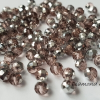 Korálka sklenená brúsená 4 mm - Strieborno ružová