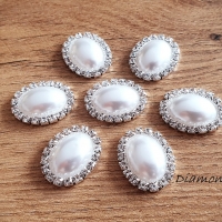 Ozdoba štrasová ovál 16 x 20 mm - Biela