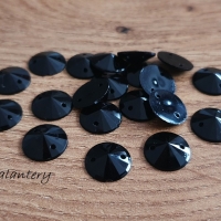 Ozdobné kamienky našívacie 12 mm - Čierne - 20 kusov