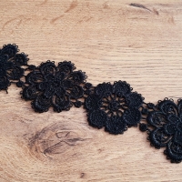 Krajka ozdobná - 55 mm - Kvety čierne - 92 centimetrov