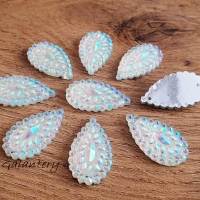 Ozdobné kamienky našívacie 16 x 28 mm - Crystal AB