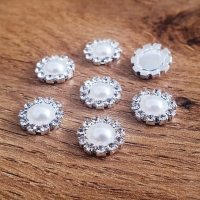 Ozdoba štrasová 10 mm - BIela Perleťová