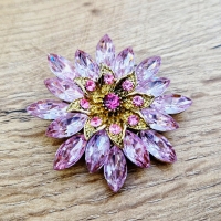 Brošňa ozdobná - Kvet - Ružový - 55 mm