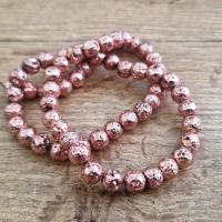 Korálky Hematit so štruktúrou - Rose Gold 6 mm
