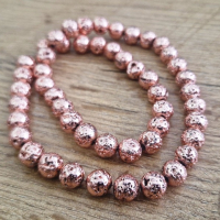 Korálky Hematit so štruktúrou - Rose Gold 8 mm