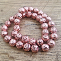 Korálky Hematit so štruktúrou - Rose Gold 10 mm
