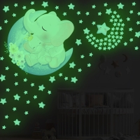 Nálepka na stenu - Sloník s hviezdičkami - Svieti v tme