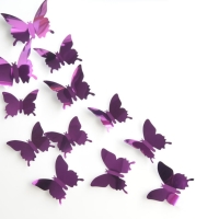 Nálepka na stenu - Motýliky Zrkadlové 3D - Violet - 12 kusov