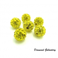 Shamballa korálky 10 mm - Žlté